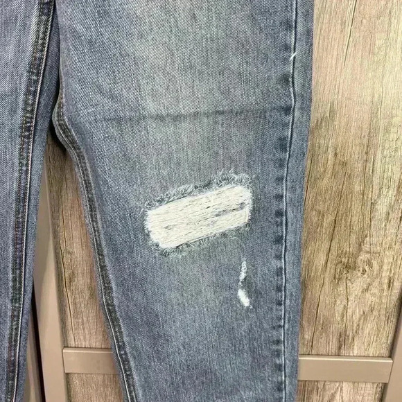 Anthropologie Evidnt Jeans 25 Mailby Girlfriend Blue Distressed Straight - Picture 3 of 10